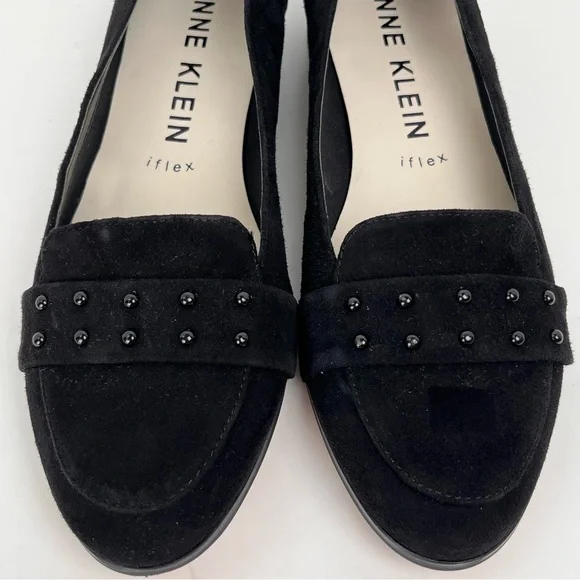 Anne Klein Shoe Size 9 Flat Loafer Black Suede Leather I-Flex AK7DYAMOND EUC - Picture 3 of 12